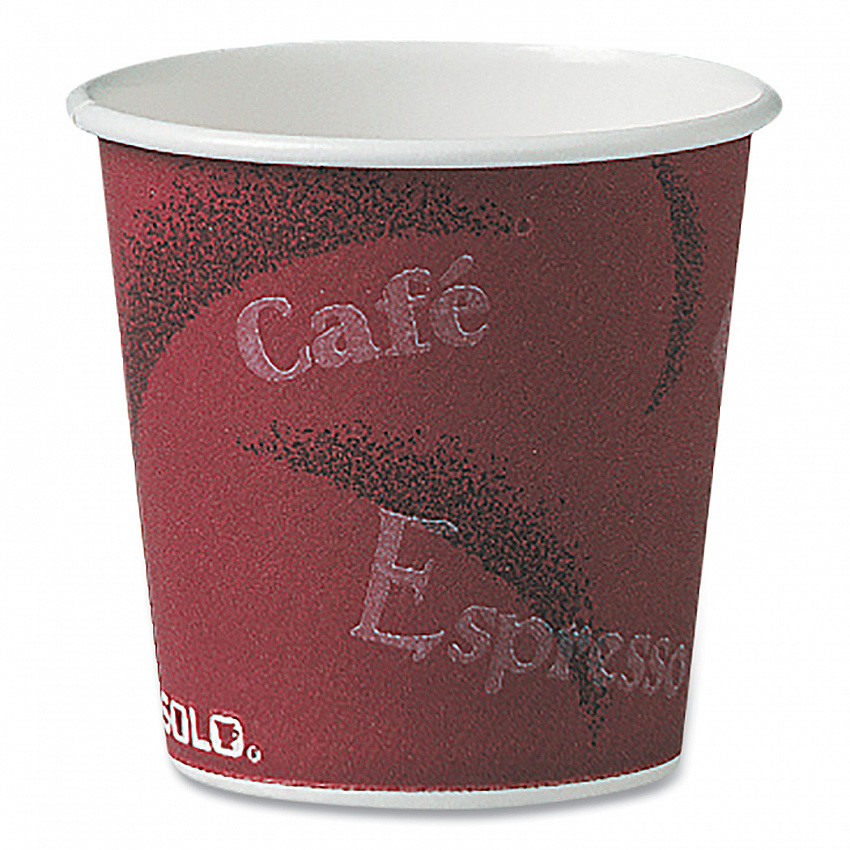 Single-Sided Poly Paper Hot Cups, 4 oz, Bistro Design, 50/Pack, 20 Packs/Carton (374SI)