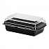 Creative Carryouts Hinged Plastic Hot Deli Boxes, 28 oz, 7.87 x 5.4 x 3, Black/Clear, 200/Carton (846622PS94)