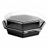 OctaView Hinged-Lid Cold Food Containers, 42 oz, 9.57 x 9.2 x 3.2, Black/Clear, Plastic, 100/Carton (864612PS94)