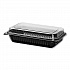 Hinged-Lid Dinner Box, 64 oz, 11.5 x 8.1 x 3, Black/Clear, Plastic, 100/Carton (919017PM94)