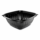 PresentaBowls Pro Black Square Bowls, 64 oz, 8.5 x 8.5 x 3.3, Plastic, 63/Bag, 4 Bags/Carton (B64SB)