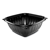 PresentaBowls Pro Black Square Bowls, 64 oz, 8.5 x 8.5 x 3.3, Plastic, 63/Bag, 4 Bags/Carton (B64SB)
