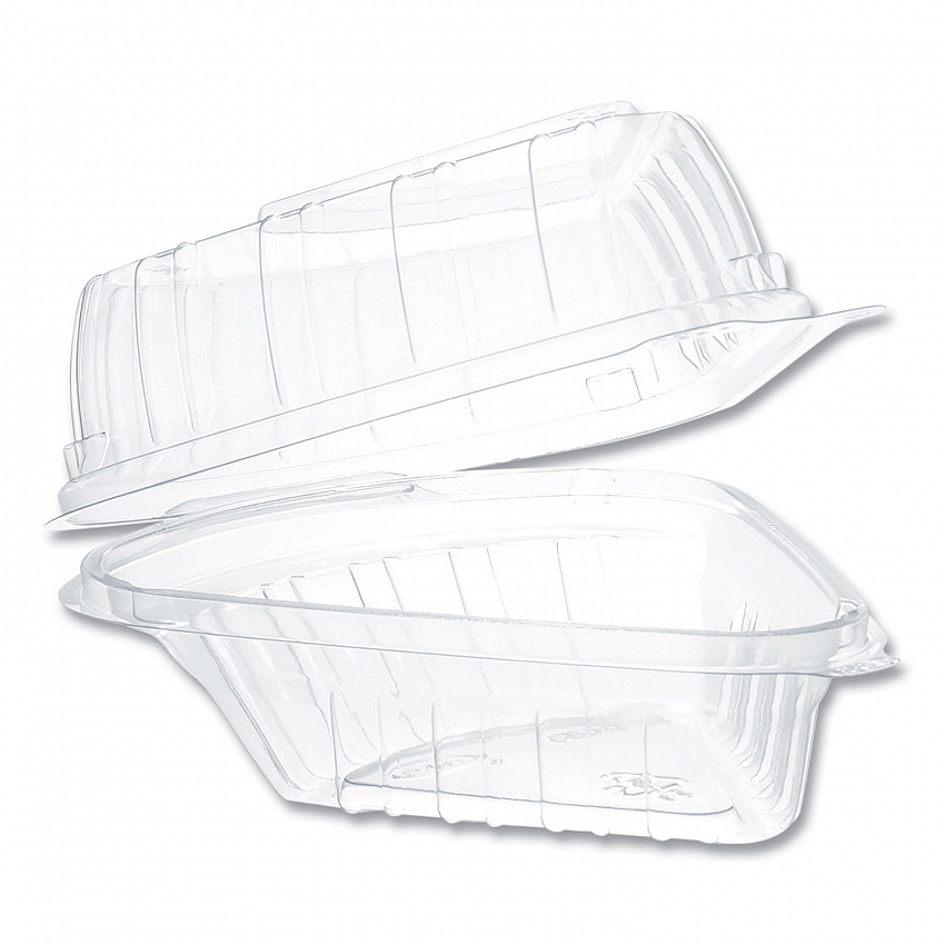 Showtime Clear Hinged Containers, Pie Wedge, 6.67 oz, 6.1 x 5.6 x 3, Clear, Plastic, 125/Pack, 2 Packs/Carton (C54HT1)