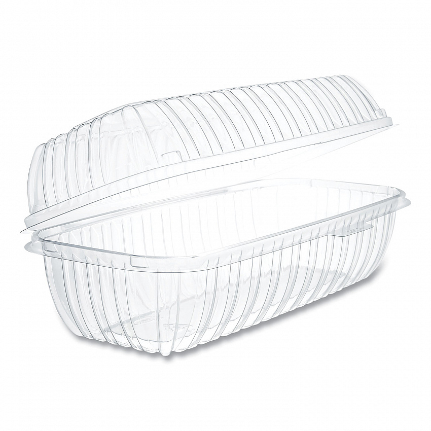 Showtime Clear Hinged Containers, Hoagie Container, 29.9 oz, 5.1 x 9.9 x 3.5, Clear, Plastic, 100/Bag, 2 Bags/Carton (C99HT1)