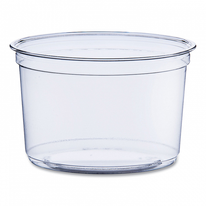 Bare Eco-Forward RPET Deli Containers, ProPlanet Seal, 16 oz, 4.6" Diameter x 3" h, Clear, Plastic, 500/Carton (DM16R)