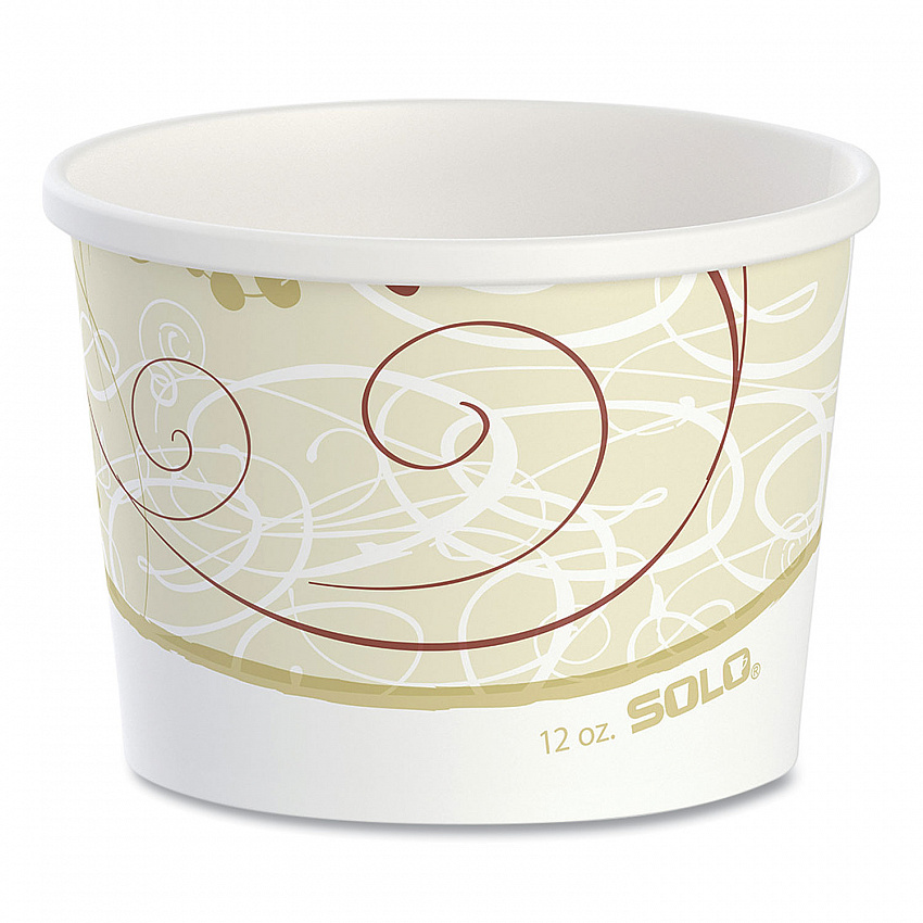 Double Poly Paper Food Containers, 12 oz, 3.6" Diameter x 3.3" h, Symphony Design, 25/Pack, 20 Packs/Carton (HS4125SYM)