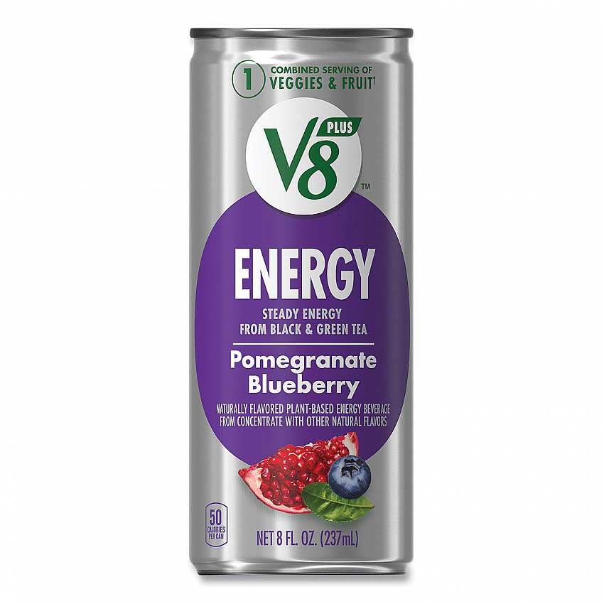 V8 Plus ENERGY, Pomegranate Blueberry, 8 oz Can, 24/Carton (35100014)