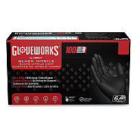 Heavy-Duty Industrial Nitrile Gloves, Powder-Free, Medium, 6 mil Thick, 9.5" Long, Black, 100/Box, 10 Boxes/Carton (GWBN44100)
