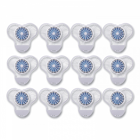 Urinal Screen with Non-Para Deodorizer Block, Green Apple Scent, Blue/White, 3.25 oz, 12/Box (NUS)