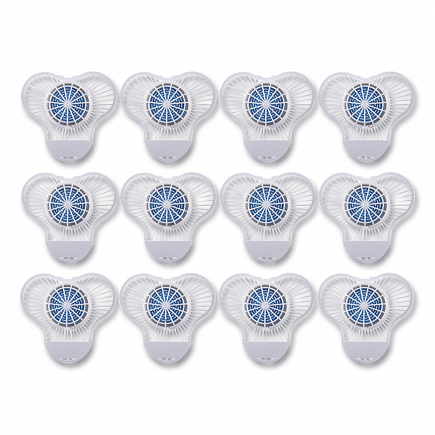 Urinal Screen with Non-Para Deodorizer Block, Green Apple Scent, Blue/White, 3.25 oz, 12/Box (NUS)