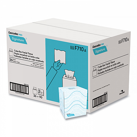 Signature Facial Tissue, Cube Box, 2-Ply, White, 90 Sheets/Box, 36 Boxes/Carton (F710)