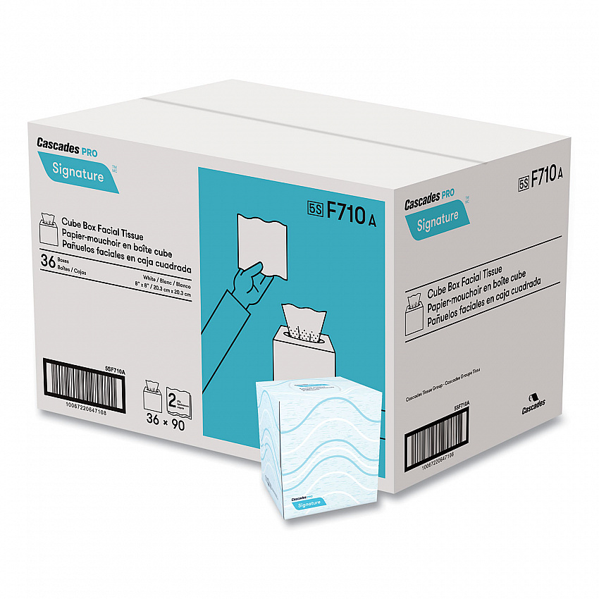 Signature Facial Tissue, Cube Box, 2-Ply, White, 90 Sheets/Box, 36 Boxes/Carton (F710)