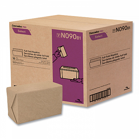 Select Full Fold II Napkins, 1-Ply, 12 x 12, White, 375/Pack, 24/Carton (N090)
