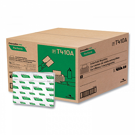 Perform Interfold Napkins, 1-Ply, 12.63 x 8.5, White, 376/Pack, 16 Packs/Carton (T410)