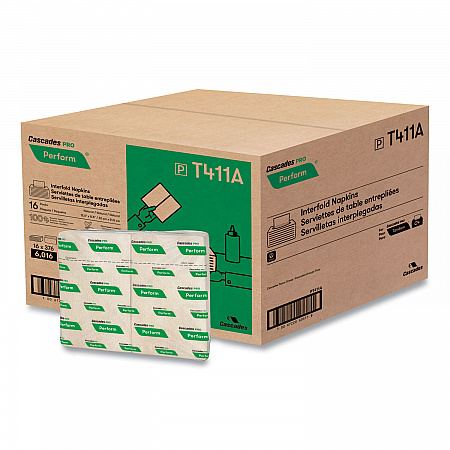 Perform Interfold Napkins, 1-Ply, 12.63 x 8.5, Natural, 376/Pack, 16 Packs/Carton (T411)