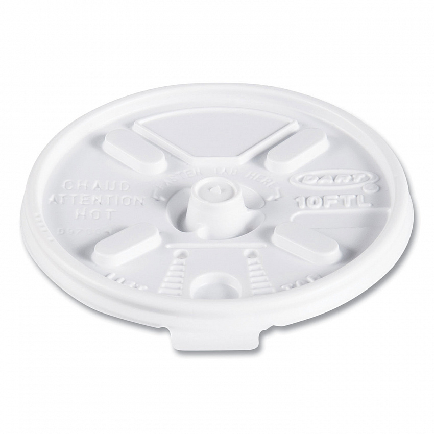 Lift n' Lock Plastic Hot Cup Lids, Fits 10 oz Hot Cups, White, 1,000/Carton (10FTL)