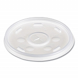 Plastic Lids for Foam Cups/Bowls/Containers, Flat with Straw Slot, Fits 6 oz to 14 oz, Translucent, 100/Pack, 10 Packs/Carton (12SL)