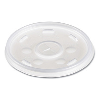 Plastic Lids for Foam Cups/Bowls/Containers, Flat with Straw Slot, Fits 6 oz to 14 oz, Translucent, 100/Pack, 10 Packs/Carton (12SL)