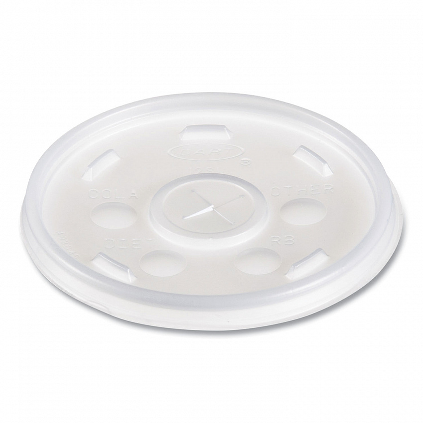 Plastic Lids for Foam Cups/Bowls/Containers, Flat with Straw Slot, Fits 6 oz to 14 oz, Translucent, 100/Pack, 10 Packs/Carton (12SL)