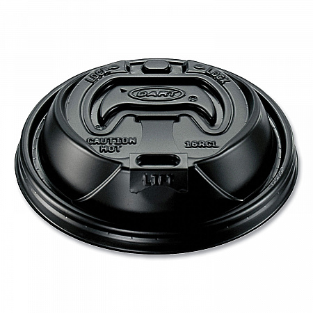 Optima Reclosable Lid, Fits 12 oz to 24 oz Hot Cups, Plastic, Black, 100/Pack, 10 Packs/Carton (16RCLBLK)