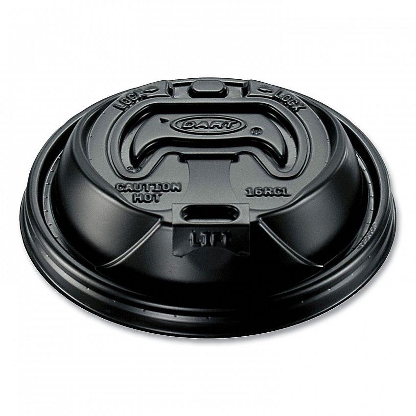Optima Reclosable Lid, Fits 12 oz to 24 oz Hot Cups, Plastic, Black, 100/Pack, 10 Packs/Carton (16RCLBLK)