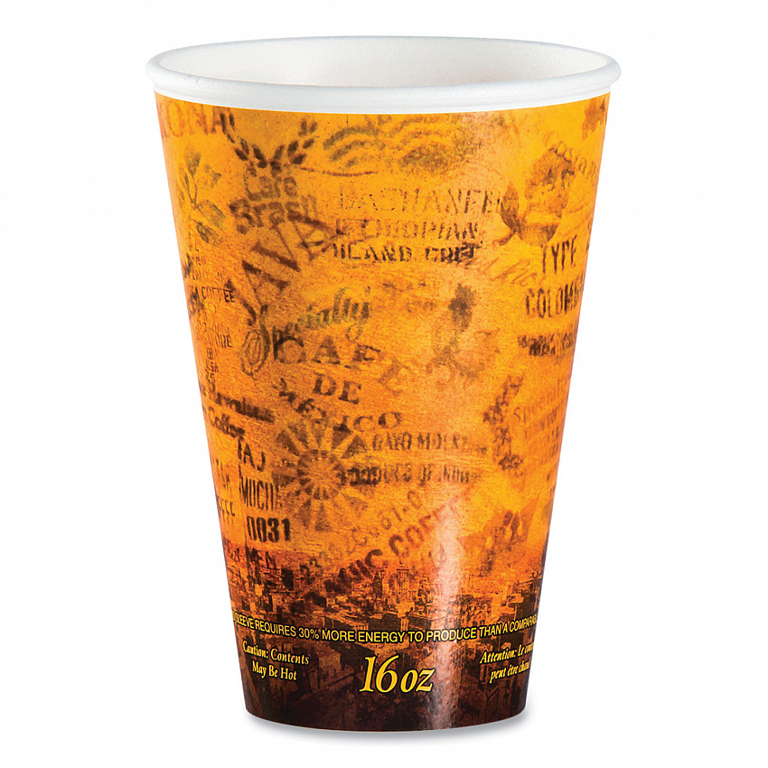Fusion Escape Foam Hot/Cold Cups, 16 oz, Brown/Black, 1,000/Carton (16U16ESC)