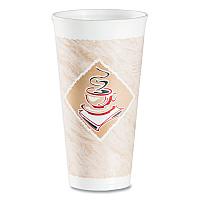Cafe G Foam Hot/Cold Cups, 20 oz, Brown/Red/White, 20/Pack (20X16GPK)