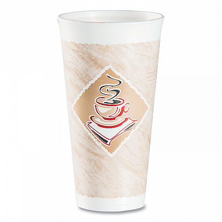 Cafe G Foam Hot/Cold Cups, 20 oz, Brown/Red/White, 20/Pack (20X16GPK)