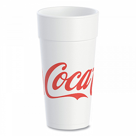 Coca-Cola Foam Cups, 24 oz, White/Red, 20/Bag, 25 Bags/Carton (24J16C)