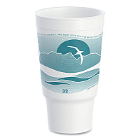 Horizon Hot/Cold Foam Drinking Cups, 32 oz, White/Teal, 16/Bag, 25 Bags/Carton (32AJ20H)