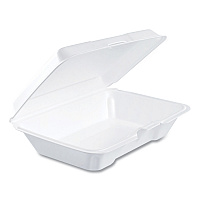 Foam Hinged Lid Containers, 6.4 x 9.3 x 2.6, White, 200/Carton (206HT1R)