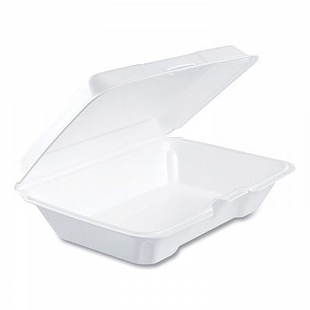 Foam Hinged Lid Containers, 6.4 x 9.3 x 2.6, White, 200/Carton (206HT1R)
