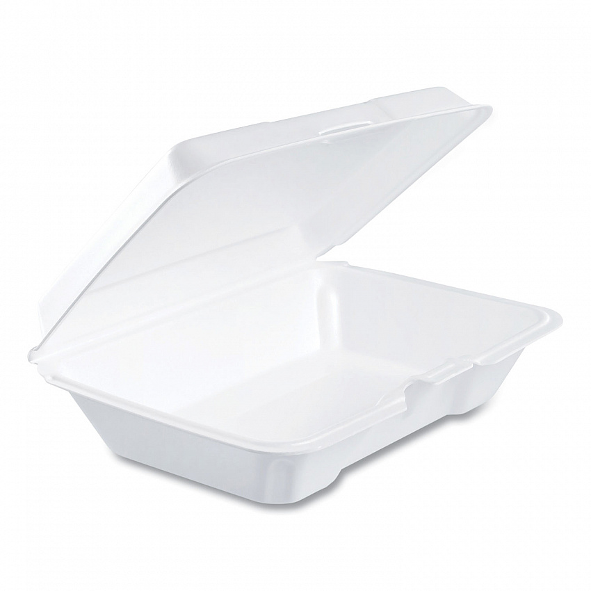 Foam Hinged Lid Containers, 6.4 x 9.3 x 2.6, White, 200/Carton (206HT1R)