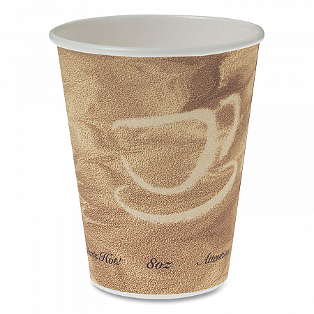 Mistique Polycoated Hot Paper Cups, 8 oz, Brown, 50/Sleeve, 20 Sleeves/Carton (378MS)