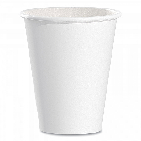 Single-Sided Poly Paper Hot Cups, 8 oz, White, 50/Bag, 20 Bags/Carton (378W2050)