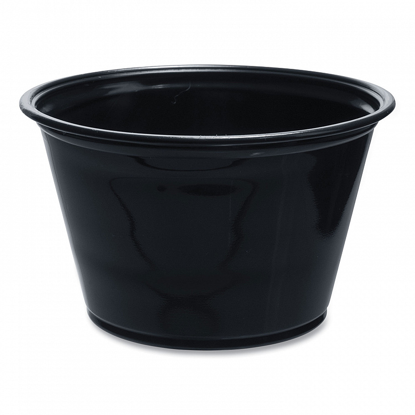 Conex Complements Portion/Medicine Cups, 4 oz, Plastic, Black, 125/Bag, 20 Bags/Carton (400PCBLK)