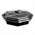OctaView Hinged-Lid Cold Food Containers, 3 Compartments, 36 oz, 9.57 x 9.2 x 2.4, Black/Clear, Plastic, 100/Carton (864628PS94)