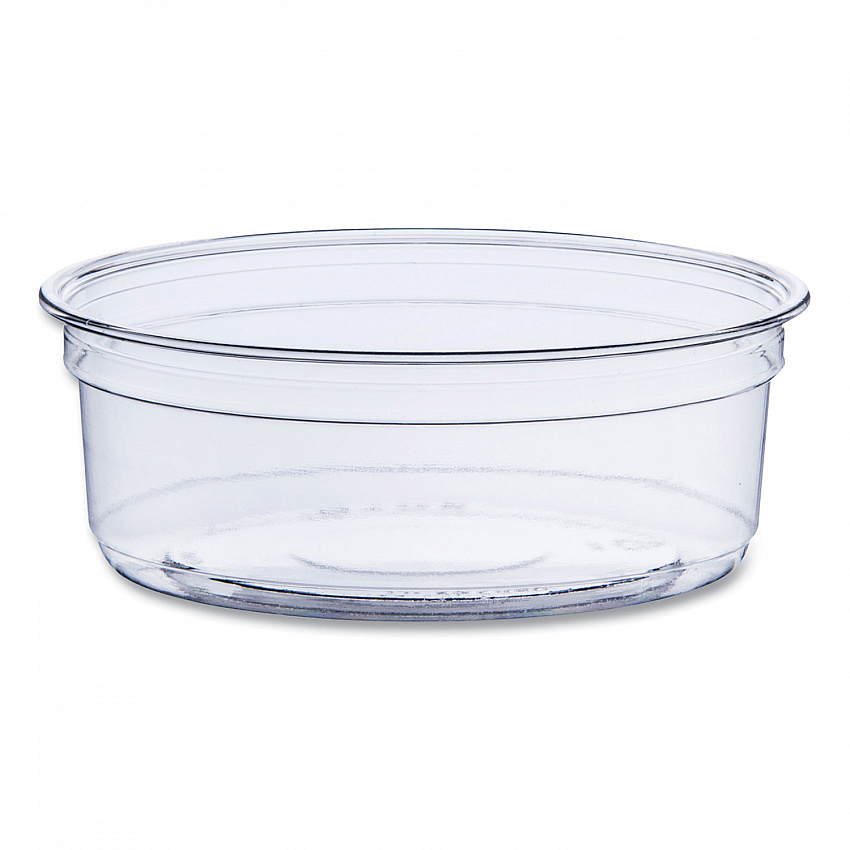 Bare Eco-Forward RPET Deli Containers, ProPlanet Seal, 8 oz, 4.6" Diameter x 1.8" h, Clear, Plastic, 500/Carton (DM8R)