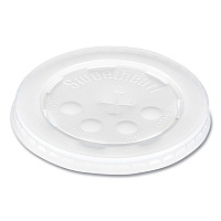 Polystyrene Plastic Flat Straw-Slot Cold Cup Lids, Fits 12 oz to 24 oz Cold Cups, Plastic, Translucent, 125/Pack, 16 Packs/CT (L16BL)