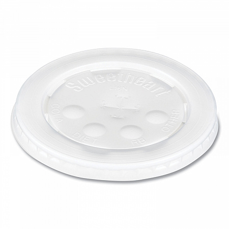 Polystyrene Plastic Flat Straw-Slot Cold Cup Lids, Fits 12 oz to 24 oz Cold Cups, Plastic, Translucent, 125/Pack, 16 Packs/CT (L16BL)
