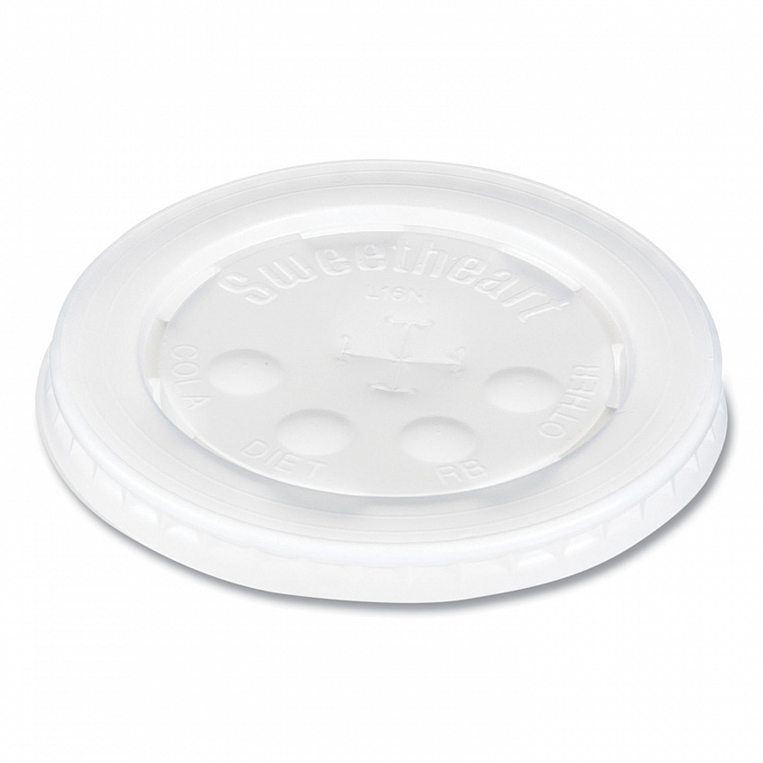 Polystyrene Plastic Flat Straw-Slot Cold Cup Lids, Fits 12 oz to 24 oz Cold Cups, Plastic, Translucent, 125/Pack, 16 Packs/CT (L16BL)