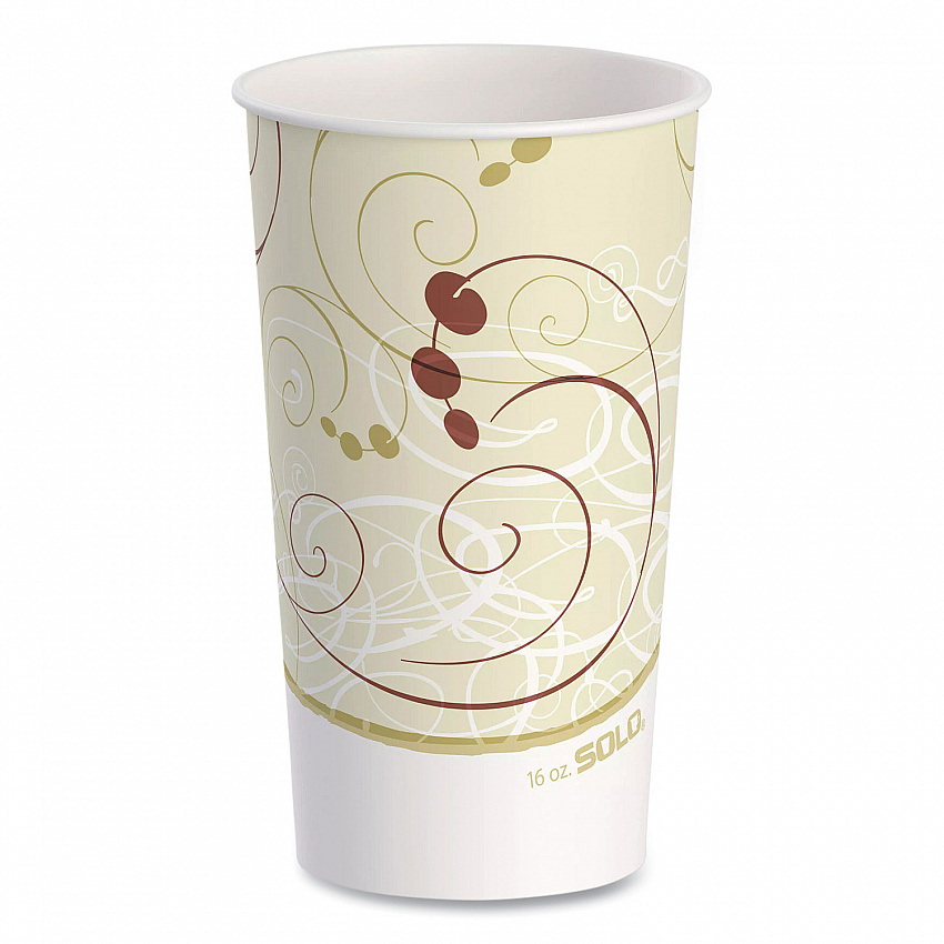 Double Sided Poly (DSP) Paper Cold Cups, 16 oz, Beige/White/Red, 50/Sleeve, 20 Sleeves/Carton (RP16PSYM)