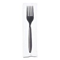 Reliance Mediumweight Cutlery, Fork, Plastic, Black, 1,000/Carton (RSK10004)