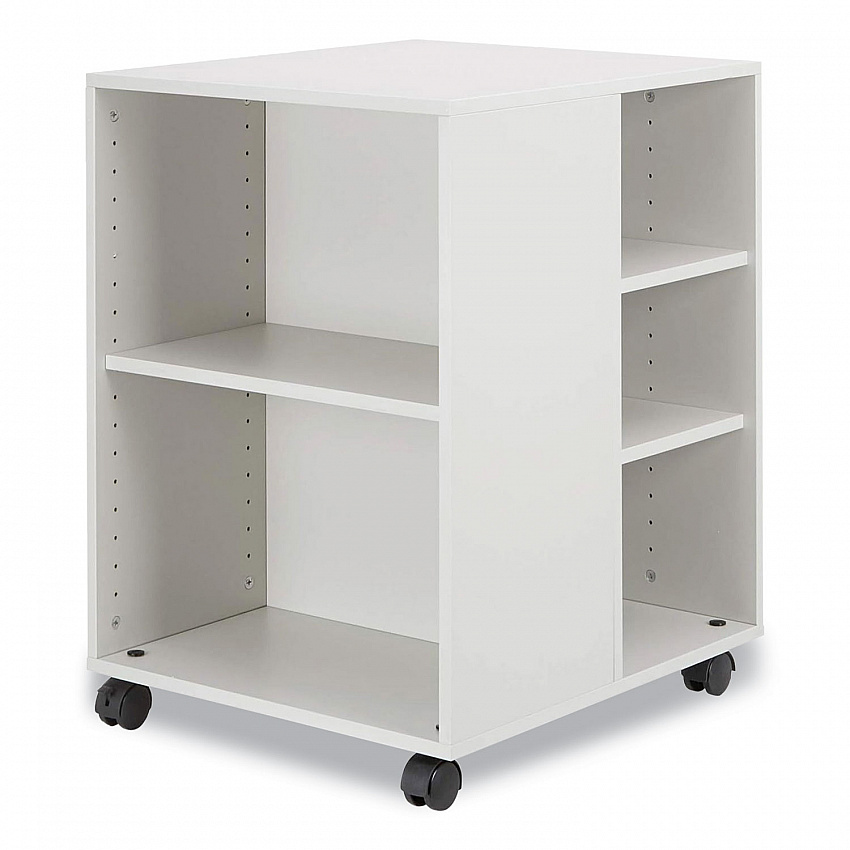 Flexible Multi-Functional Cart for Office Storage, Wood, 6 Shelves, 20.79 x 23.31 x 29.45, White (311302)