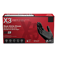 Industrial Nitrile Gloves, Powder-Free, Small, 3 mil Thick, 9.5" Long, Black, 100/Box, 10 Boxes/Carton (BX342100CT)