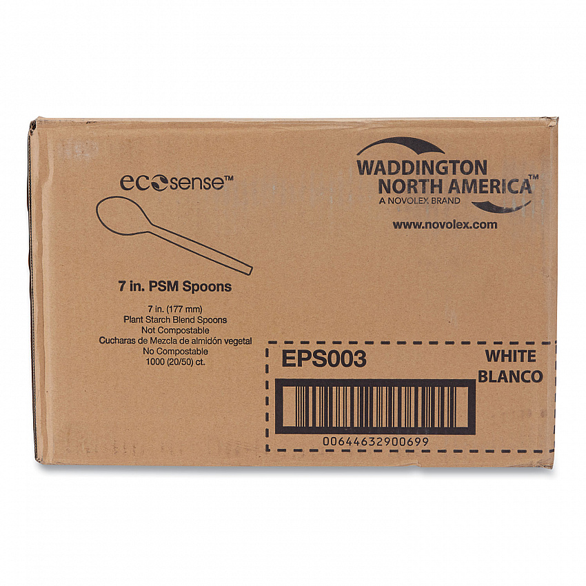 EcoSense Renewable Plant Starch Cutlery, Spoon, Plastic, Cream, 50/Pack, 20 Packs/Carton (EPS003)