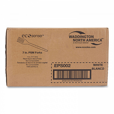 EcoSense Renewable Plant Starch Cutlery, Fork, Plastic, Cream, 50/Pack, 20 Packs/Carton (EPS002)