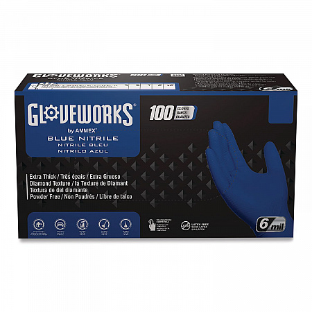 Heavy-Duty Industrial Nitrile Gloves, Powder-Free, Large, 6 mil Thick, 9.5