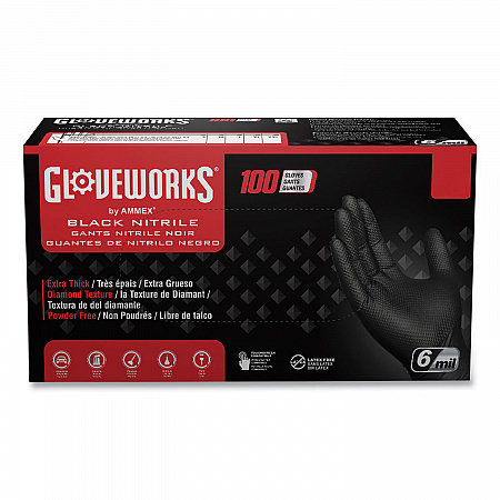 Heavy-Duty Industrial Nitrile Gloves, Powder-Free, Large, 6 mil Thick, 9.5