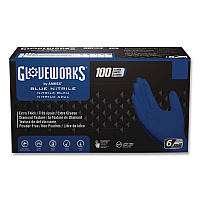 Heavy-Duty Industrial Nitrile Gloves, Powder-Free, X-Large, 6 mil Thick, 9.5" Long, Royal Blue, 100/Box, 10 Boxes/Carton (GWRBN48100)